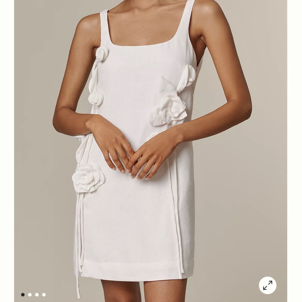 Anthropologie Farm Rio 3D Floral Rosette Linen Mini Dress